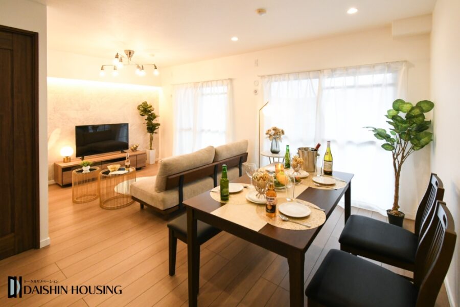 リビング奥にある洋室の壁を撤去して大きなLDKへ